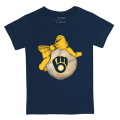 Milwaukee Brewers Tiny Turnip Youth Baseball Bow T-Shirt Lifestyle
