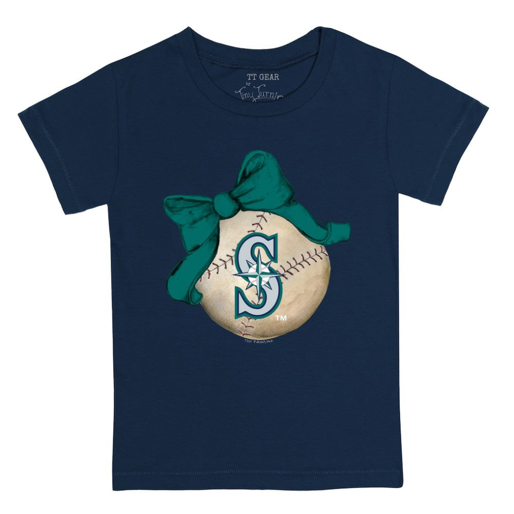 Seattle Mariners Tiny Turnip Youth Baseball Bow T-Shirt Clearance