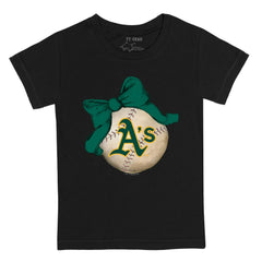 Athletics Tiny Turnip Youth Baseball Bow T-Shirt On Sale
