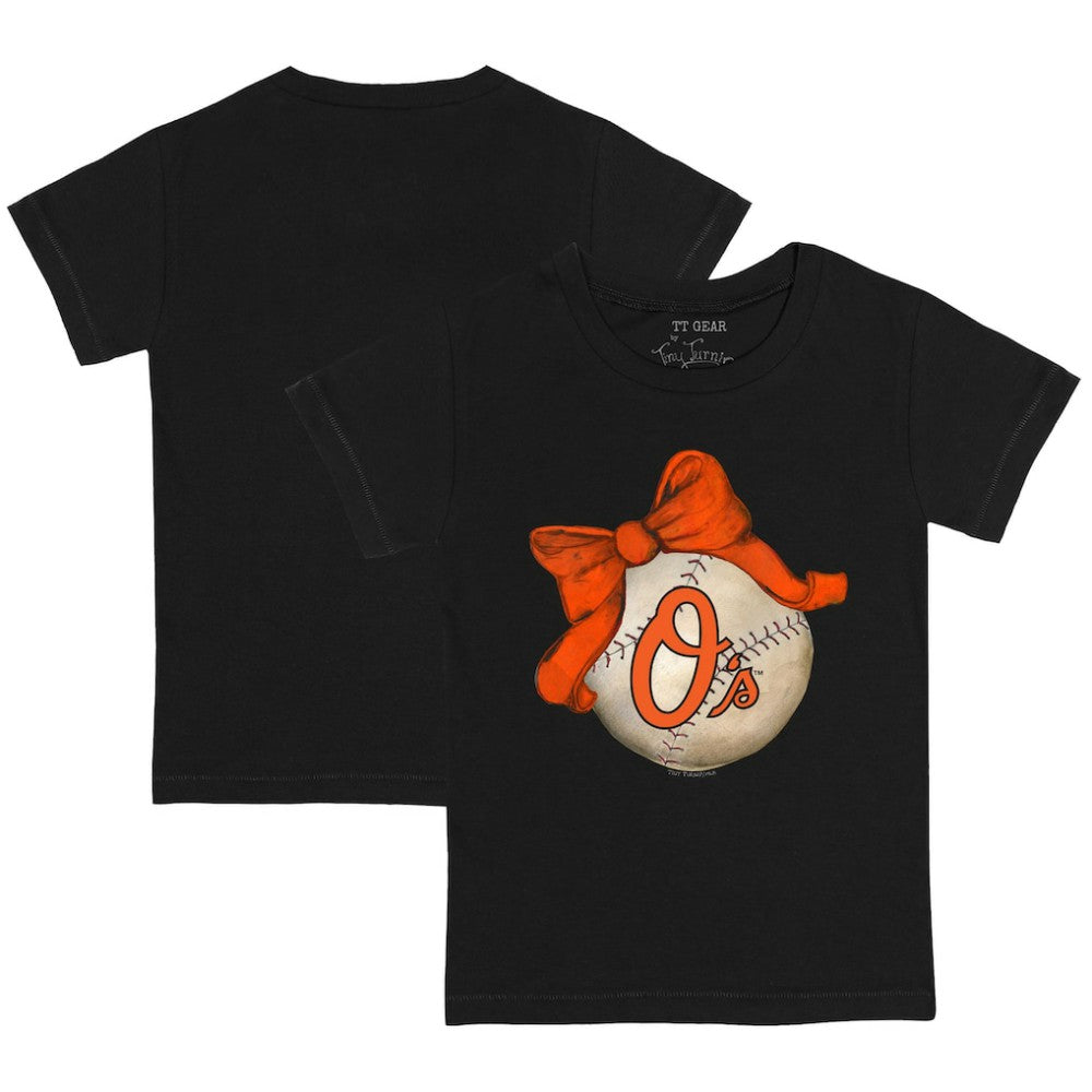 Baltimore Orioles Tiny Turnip Youth Baseball Bow T-Shirt discount