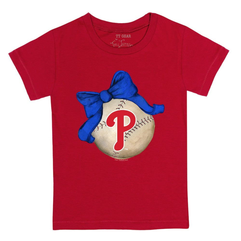 Philadelphia Phillies Tiny Turnip Youth Baseball Bow T-Shirt Lifestyle