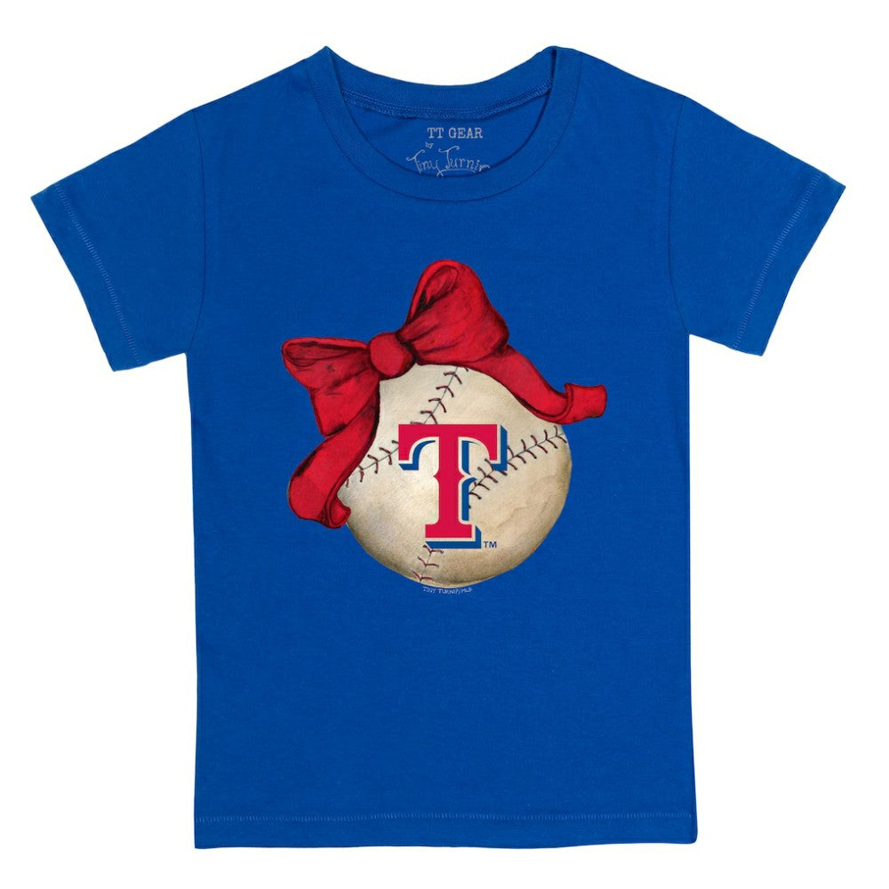 Texas Rangers Tiny Turnip Youth Baseball Bow T-Shirt Sale