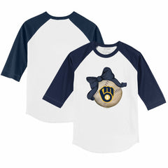 Milwaukee Brewers Tiny Turnip Youth Baseball Bow 3/4-Sleeve Raglan T-Shirt On Sale