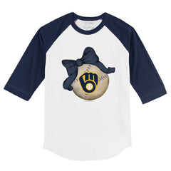 Milwaukee Brewers Tiny Turnip Youth Baseball Bow 3/4-Sleeve Raglan T-Shirt On Sale
