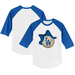 Los Angeles Dodgers Tiny Turnip Youth Baseball Bow 3/4-Sleeve Raglan T-Shirt for sale