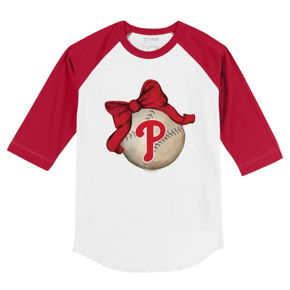 Philadelphia Phillies Tiny Turnip Youth Baseball Bow 3/4-Sleeve Raglan T-Shirt Sale