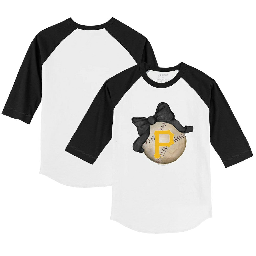 Pittsburgh Pirates Tiny Turnip Youth Baseball Bow 3/4-Sleeve Raglan T-Shirt Online