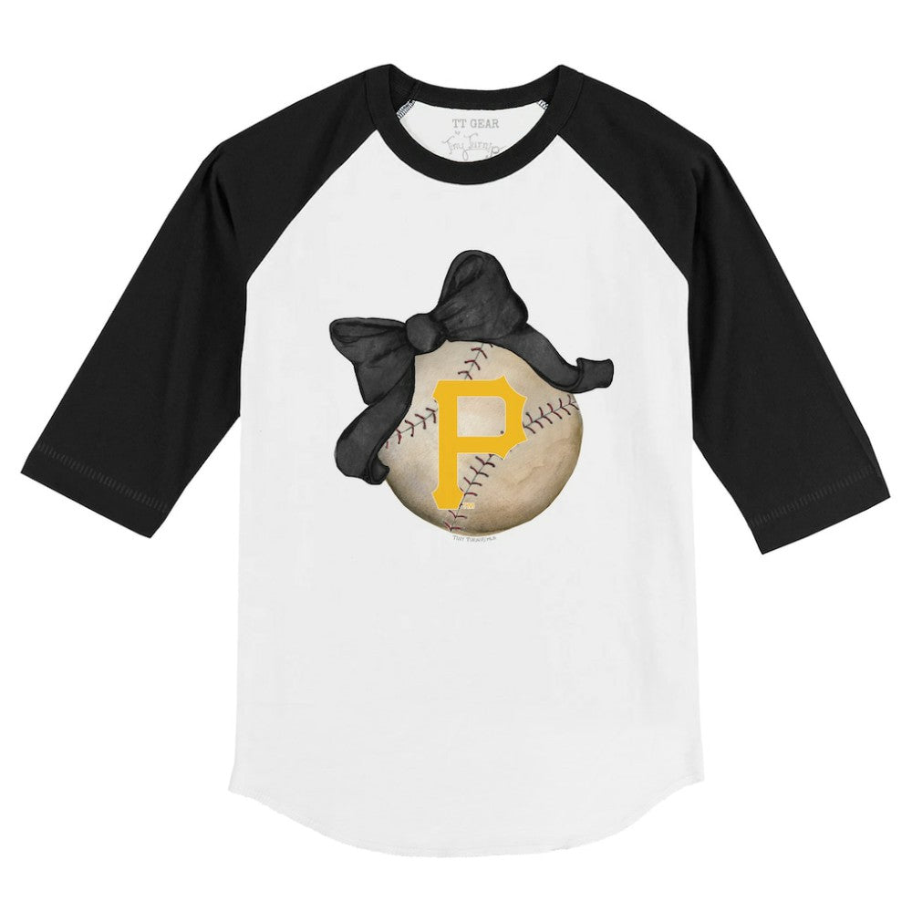 Pittsburgh Pirates Tiny Turnip Youth Baseball Bow 3/4-Sleeve Raglan T-Shirt Online