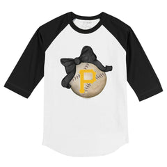 Pittsburgh Pirates Tiny Turnip Youth Baseball Bow 3/4-Sleeve Raglan T-Shirt Online