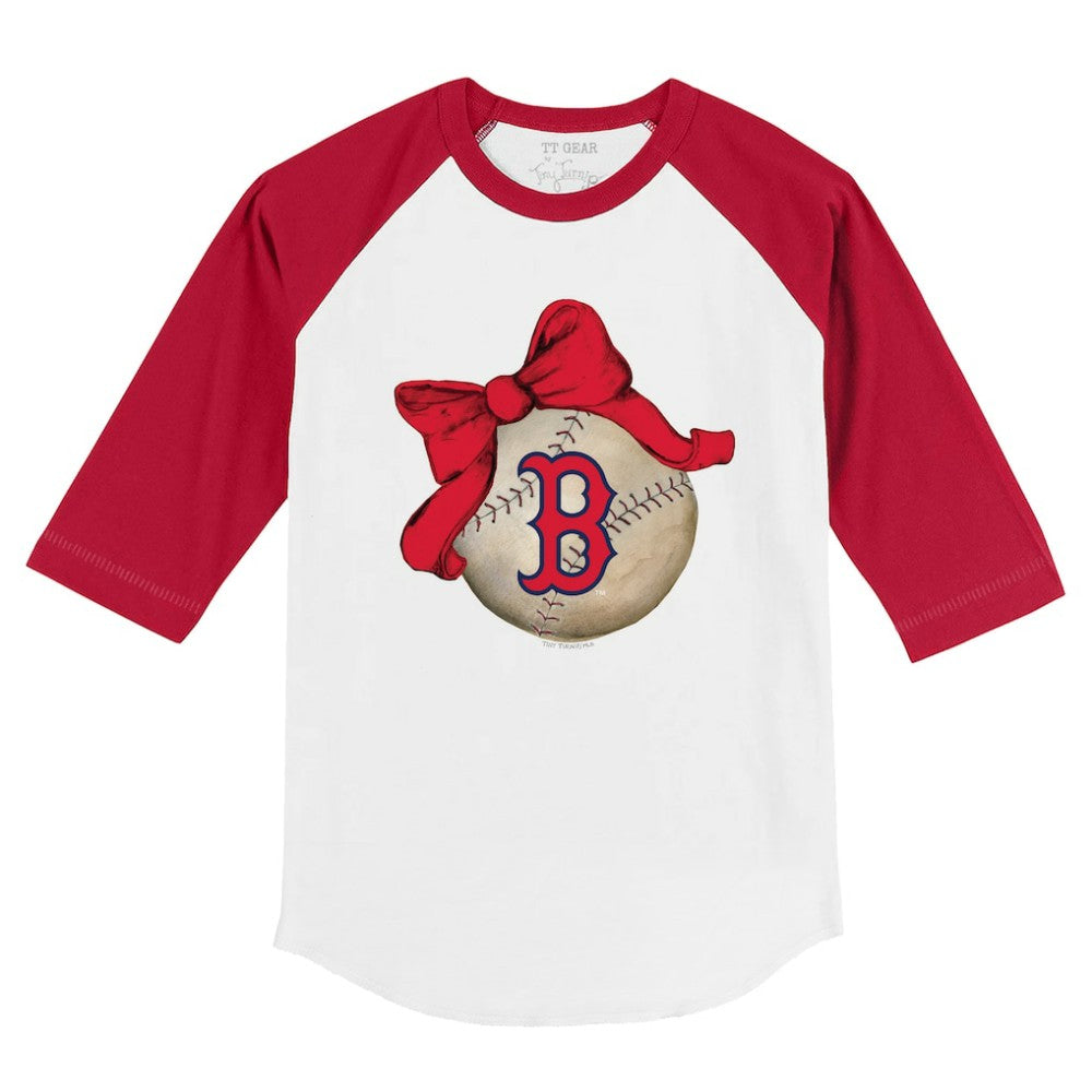 Boston Red Sox Tiny Turnip Youth Baseball Bow 3/4-Sleeve Raglan T-Shirt On Sale