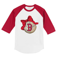 Boston Red Sox Tiny Turnip Youth Baseball Bow 3/4-Sleeve Raglan T-Shirt On Sale