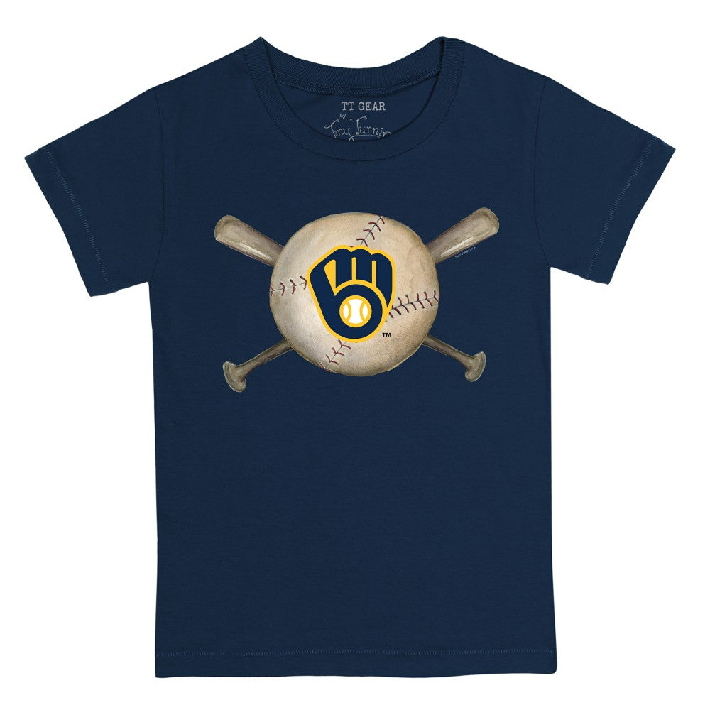 Milwaukee Brewers Tiny Turnip Youth Baseball Cross Bats T-Shirt for sale