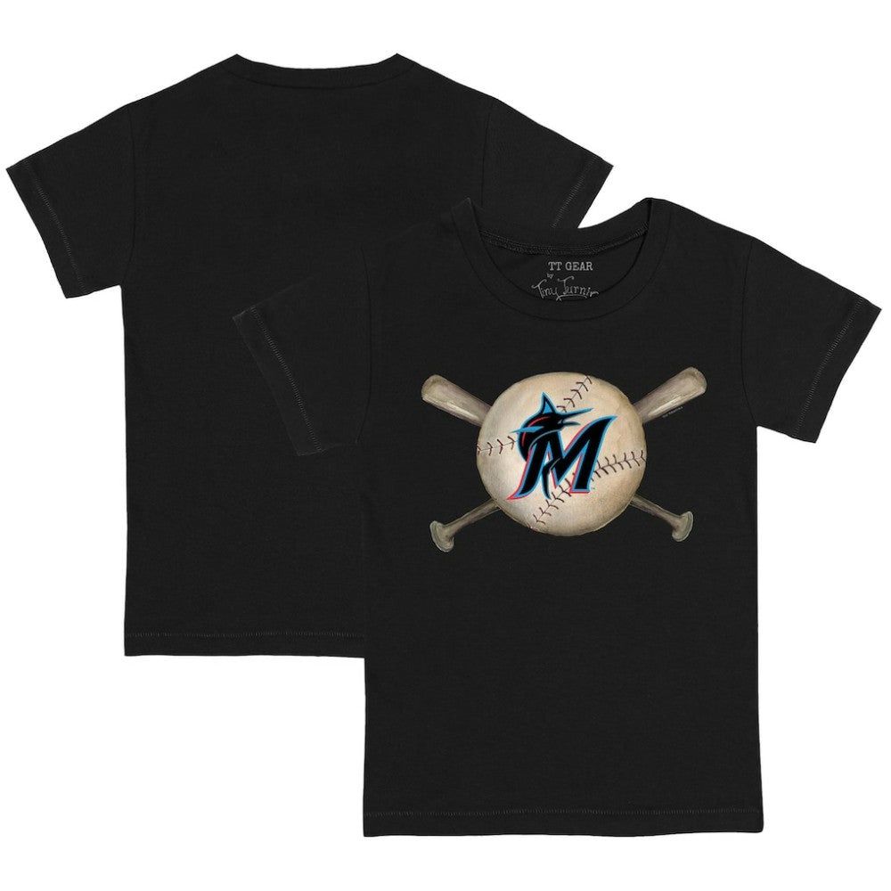 Miami Marlins Tiny Turnip Youth Baseball Cross Bats T-Shirt On Sale