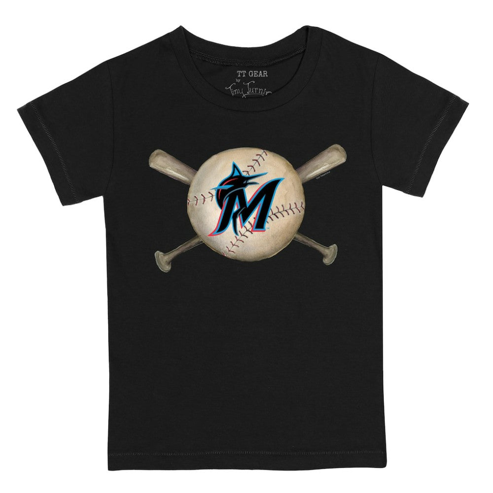 Miami Marlins Tiny Turnip Youth Baseball Cross Bats T-Shirt On Sale