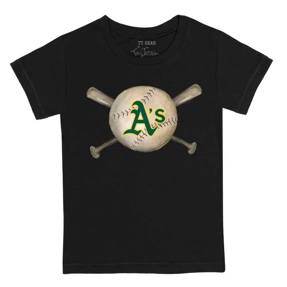 Athletics Tiny Turnip Youth Baseball Cross Bats T-Shirt for sale