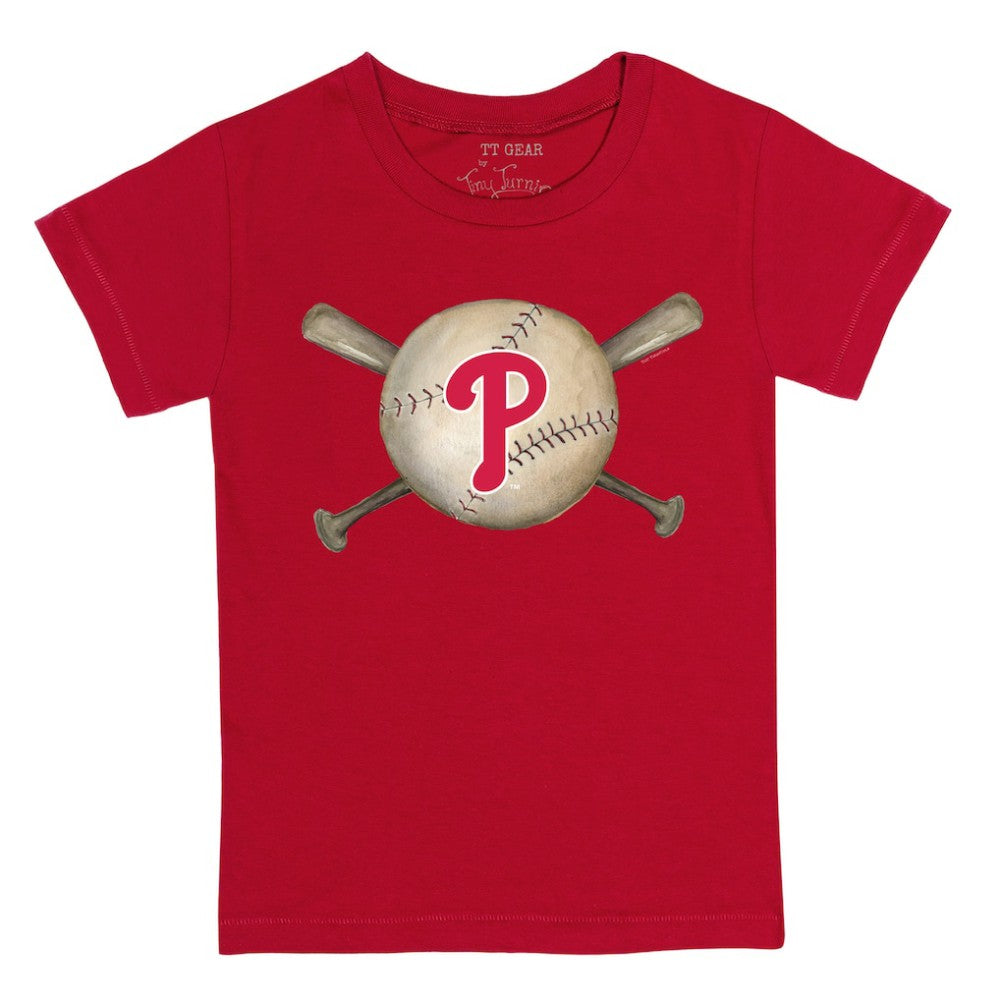 Philadelphia Phillies Tiny Turnip Youth Baseball Cross Bats T-Shirt Clearance