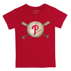 Philadelphia Phillies Tiny Turnip Youth Baseball Cross Bats T-Shirt Clearance