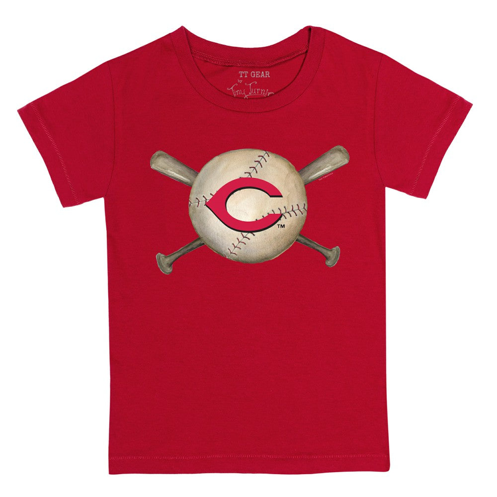 Cincinnati Reds Tiny Turnip Youth Baseball Cross Bats T-Shirt for sale