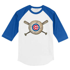 Chicago Cubs Tiny Turnip Youth Baseball Cross Bats 3/4-Sleeve Raglan T-Shirt Sale
