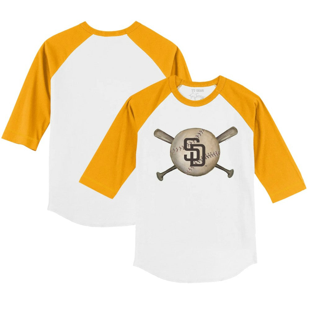 San Diego Padres Tiny Turnip Youth Baseball Cross Bats 3/4-Sleeve Raglan T-Shirt for sale