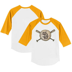 San Diego Padres Tiny Turnip Youth Baseball Cross Bats 3/4-Sleeve Raglan T-Shirt for sale