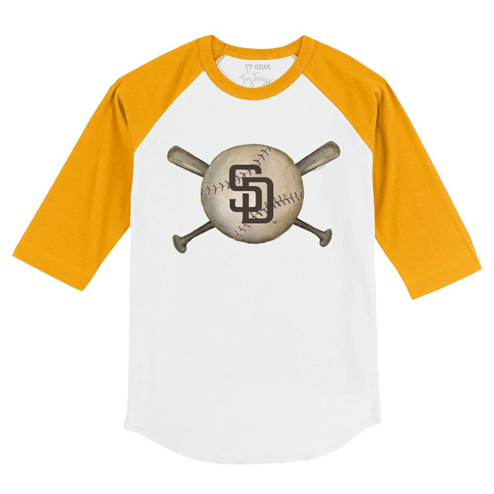San Diego Padres Tiny Turnip Youth Baseball Cross Bats 3/4-Sleeve Raglan T-Shirt for sale