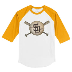 San Diego Padres Tiny Turnip Youth Baseball Cross Bats 3/4-Sleeve Raglan T-Shirt for sale