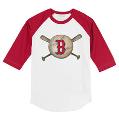 Boston Red Sox Tiny Turnip Youth Baseball Cross Bats 3/4-Sleeve Raglan T-Shirt On Sale