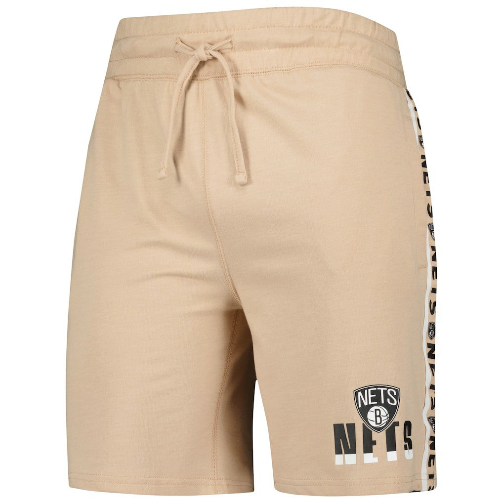 NBA - Brooklyn Nets Concepts Sport Team Stripe Shorts - Tan