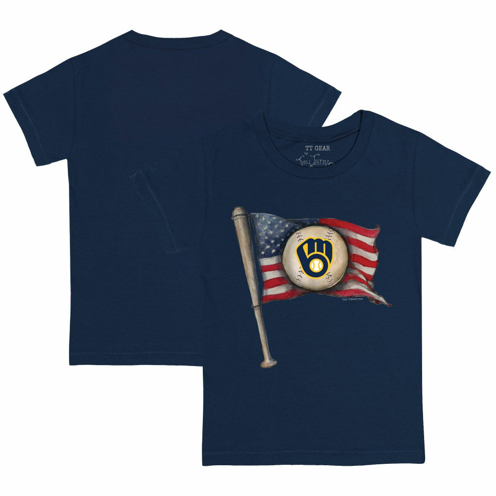 Milwaukee Brewers Tiny Turnip Youth Baseball Flag T-Shirt Lifestyle