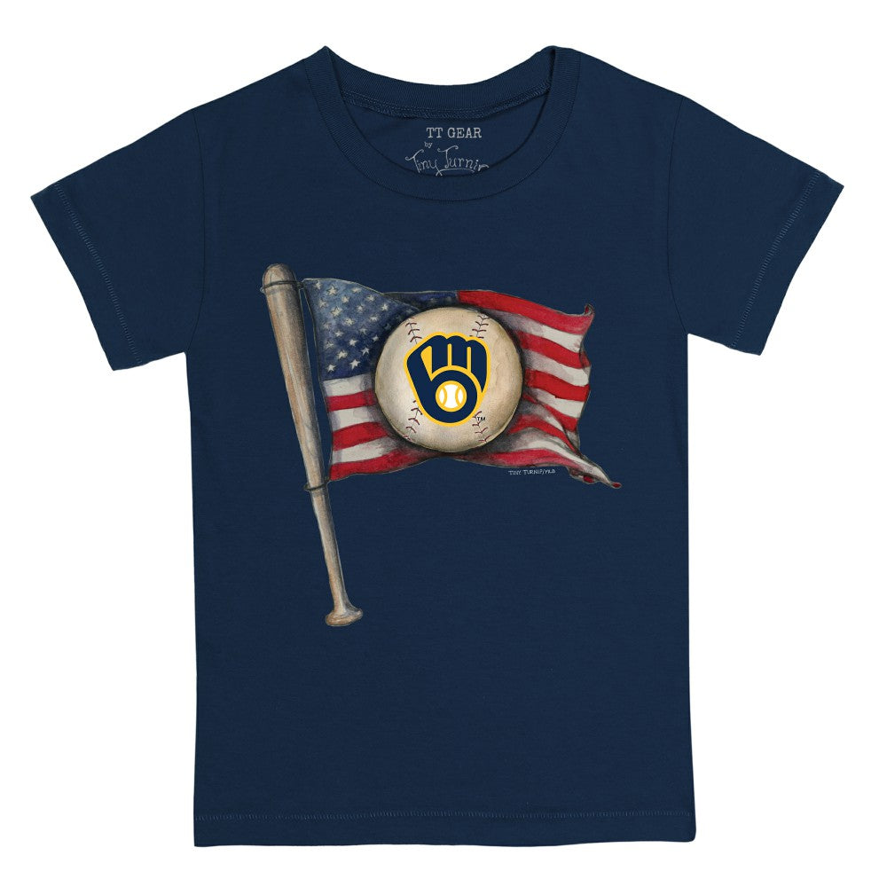 Milwaukee Brewers Tiny Turnip Youth Baseball Flag T-Shirt Lifestyle