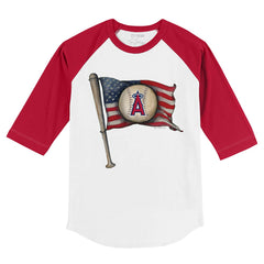 Los Angeles Angels Tiny Turnip Youth Baseball Flag 3/4-Sleeve Raglan T-Shirt Clearance