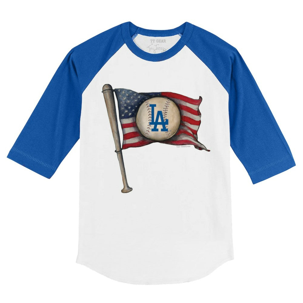 Los Angeles Dodgers Tiny Turnip Youth Baseball Flag 3/4-Sleeve Raglan T-Shirt discount