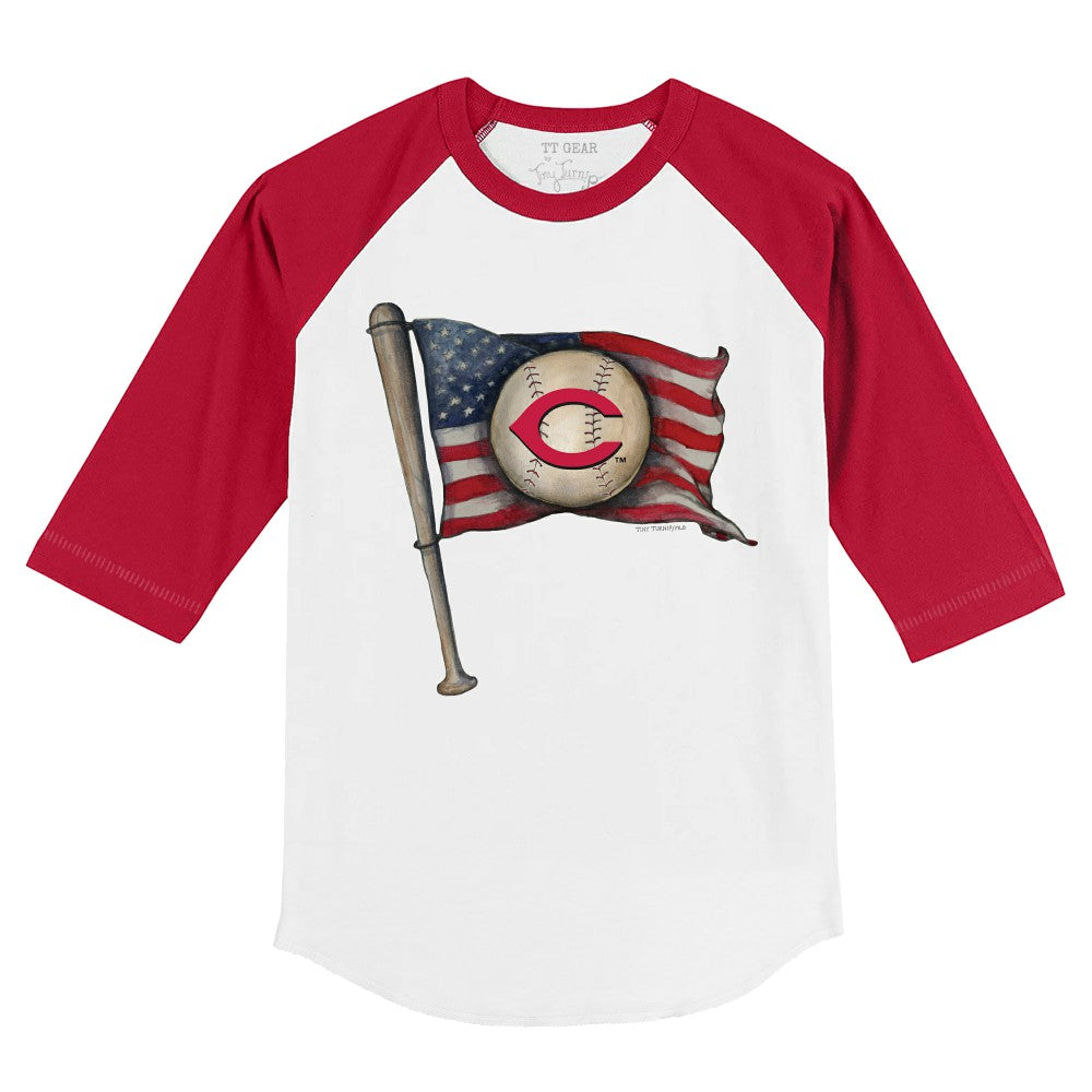 Cincinnati Reds Tiny Turnip Youth Baseball Flag 3/4-Sleeve Raglan T-Shirt for sale