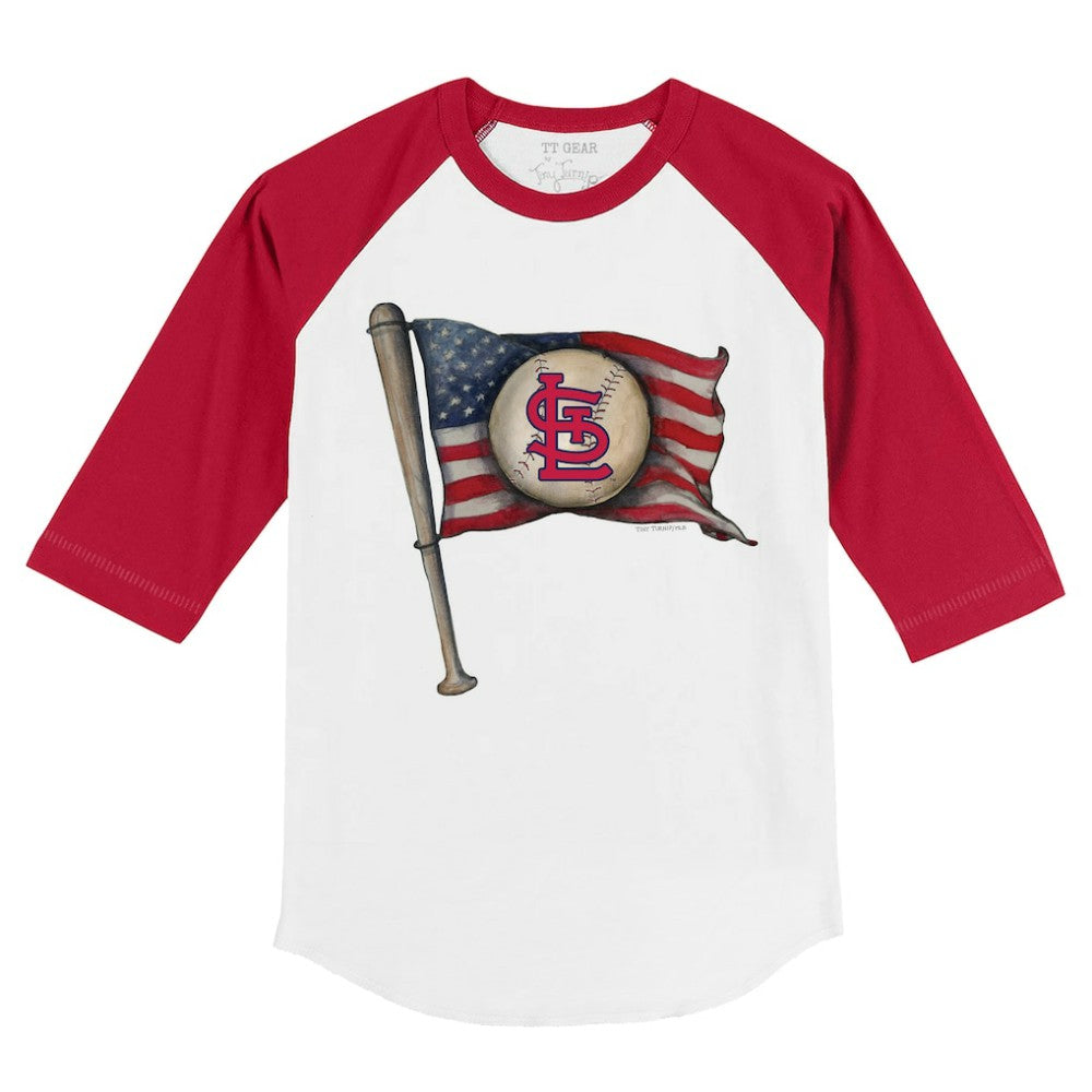 St. Louis Cardinals Tiny Turnip Youth Baseball Flag 3/4-Sleeve Raglan T-Shirt Clearance