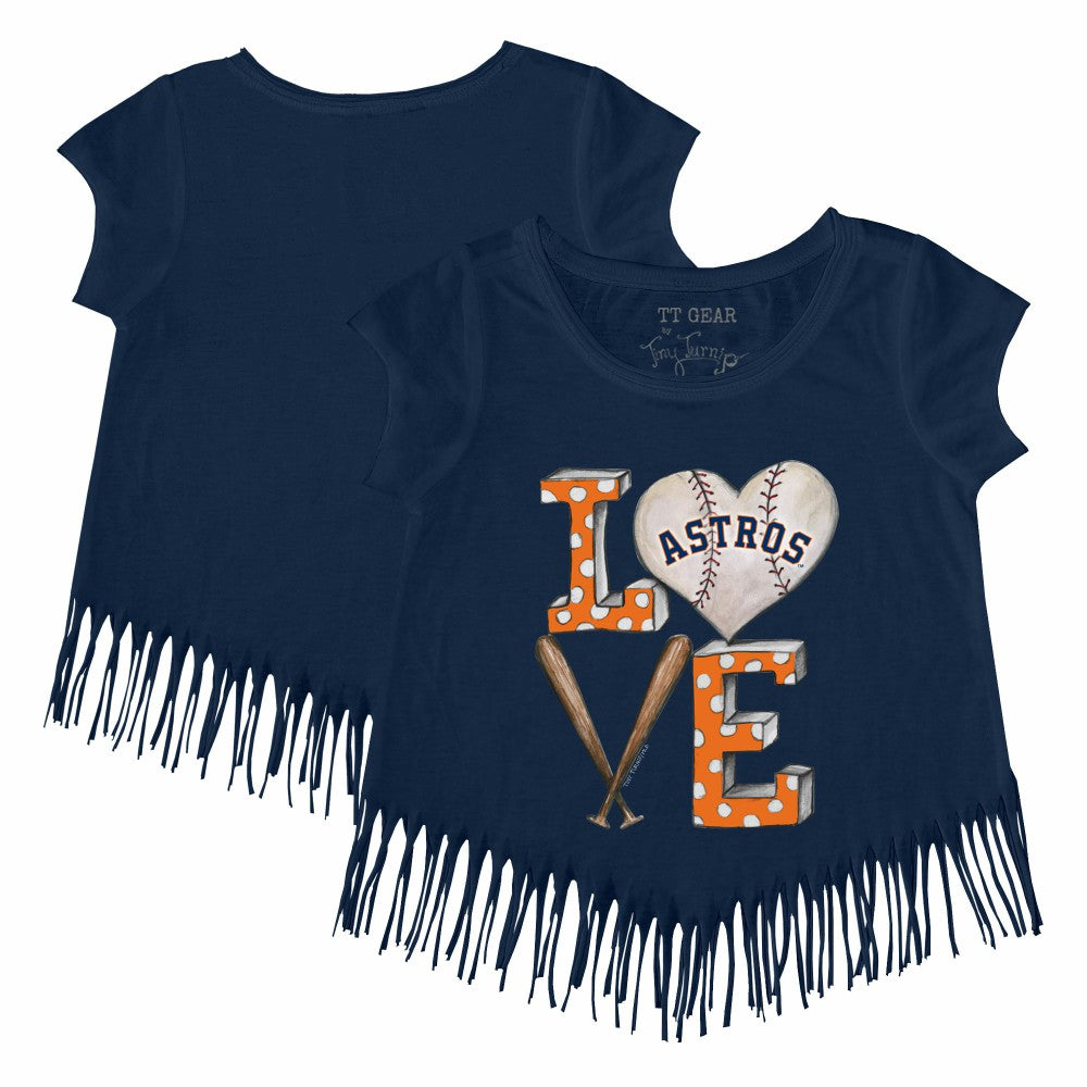 Houston Astros Tiny Turnip Girls Youth Baseball Love Fringe T-Shirt Online