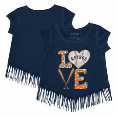 Houston Astros Tiny Turnip Girls Youth Baseball Love Fringe T-Shirt Online