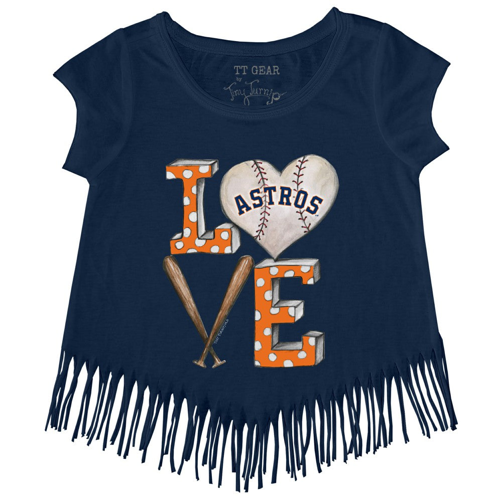 Houston Astros Tiny Turnip Girls Youth Baseball Love Fringe T-Shirt Online