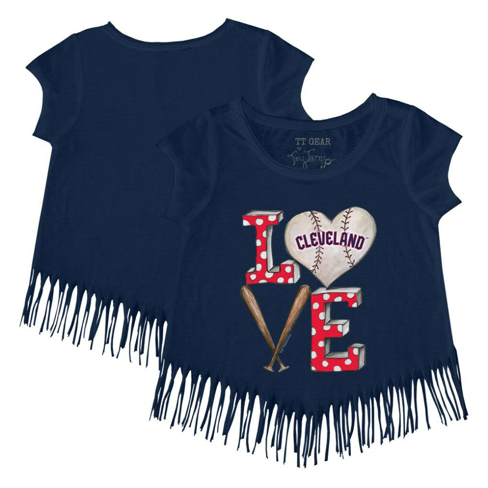 Cleveland Guardians Tiny Turnip Girls Youth Baseball Love Fringe T-Shirt Clearance