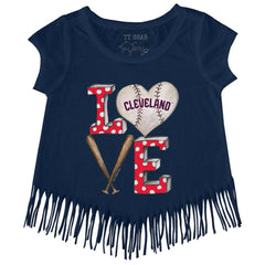 Cleveland Guardians Tiny Turnip Girls Youth Baseball Love Fringe T-Shirt Clearance