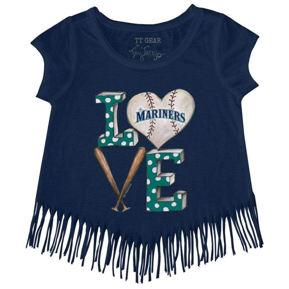 Seattle Mariners Tiny Turnip Girls Youth Baseball Love Fringe T-Shirt Lifestyle