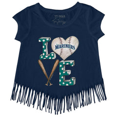 Seattle Mariners Tiny Turnip Girls Youth Baseball Love Fringe T-Shirt Lifestyle
