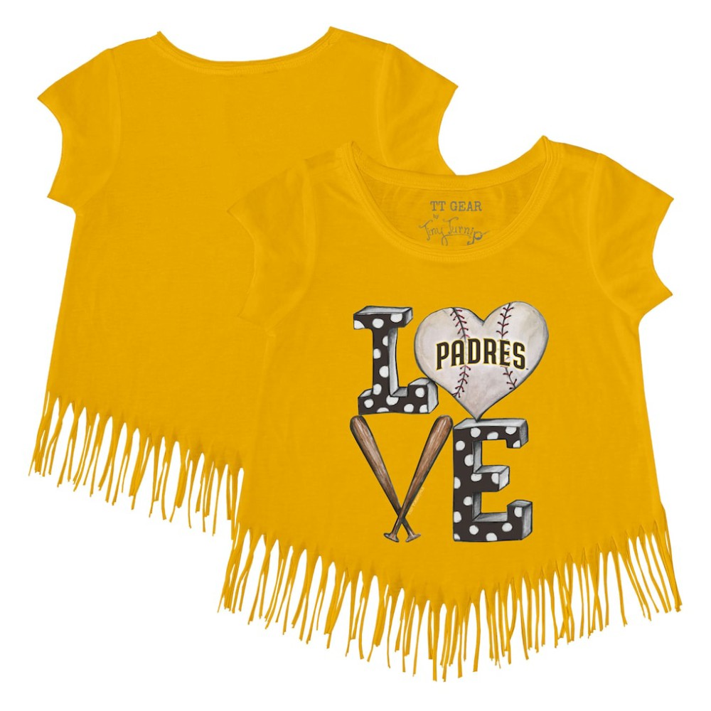 San Diego Padres Tiny Turnip Girls Youth Baseball Love Fringe T-Shirt Lifestyle