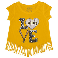 San Diego Padres Tiny Turnip Girls Youth Baseball Love Fringe T-Shirt Lifestyle