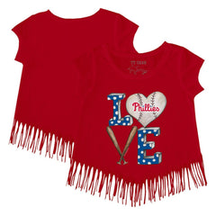 Philadelphia Phillies Tiny Turnip Girls Youth Baseball Love Fringe T-Shirt Clearance