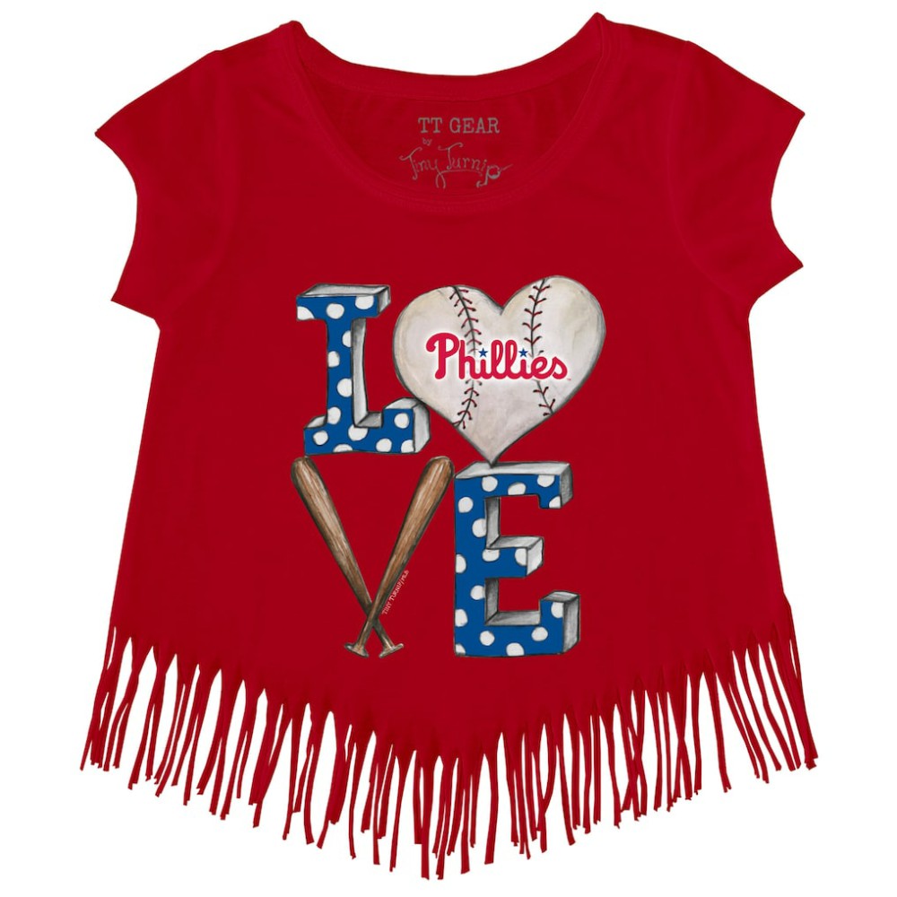 Philadelphia Phillies Tiny Turnip Girls Youth Baseball Love Fringe T-Shirt Clearance