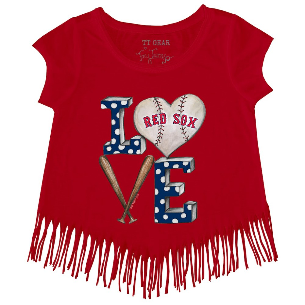 Boston Red Sox Tiny Turnip Girls Youth Baseball Love Fringe T-Shirt Lifestyle
