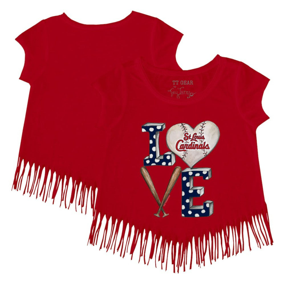 St. Louis Cardinals Tiny Turnip Girls Youth Baseball Love Fringe T-Shirt discount