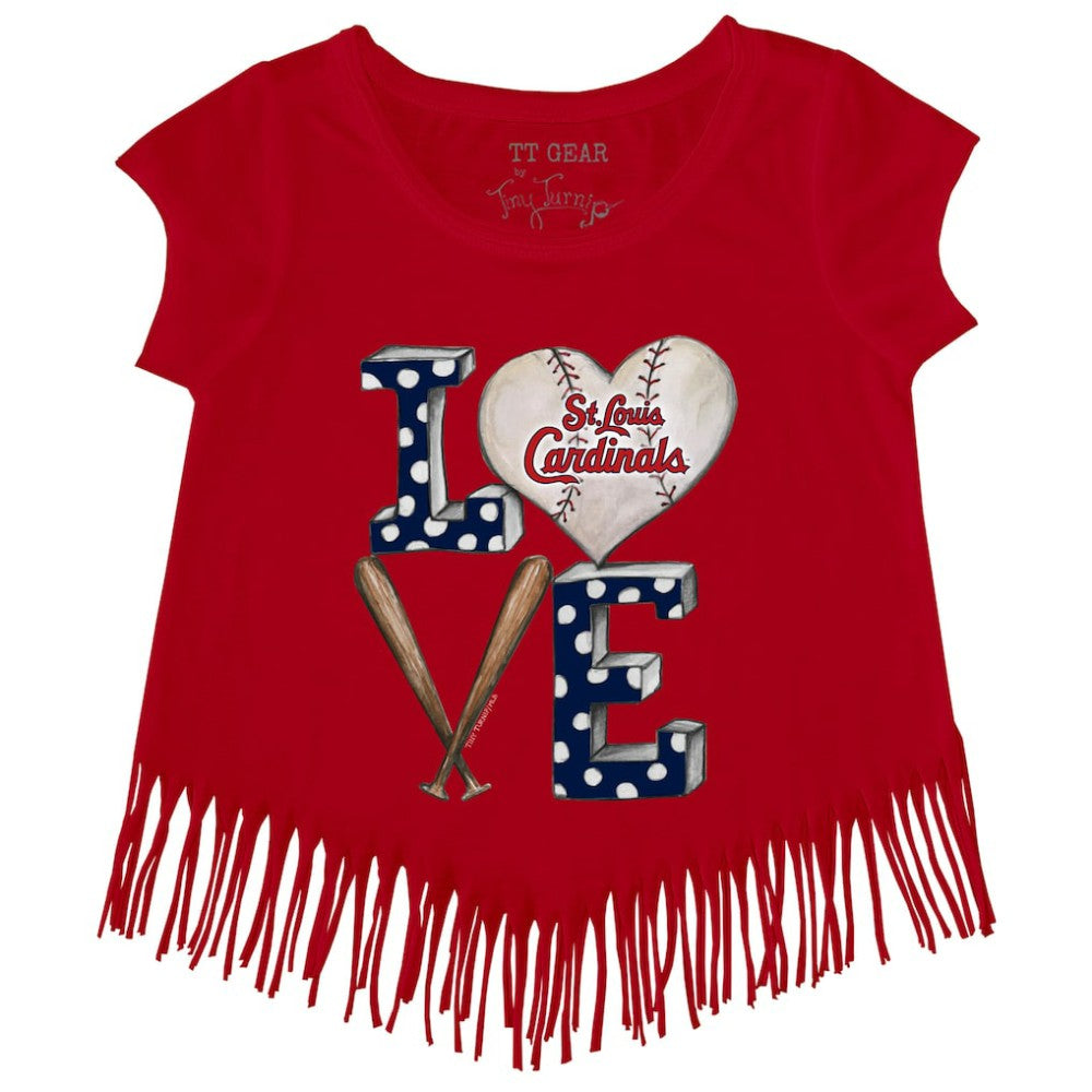 St. Louis Cardinals Tiny Turnip Girls Youth Baseball Love Fringe T-Shirt discount