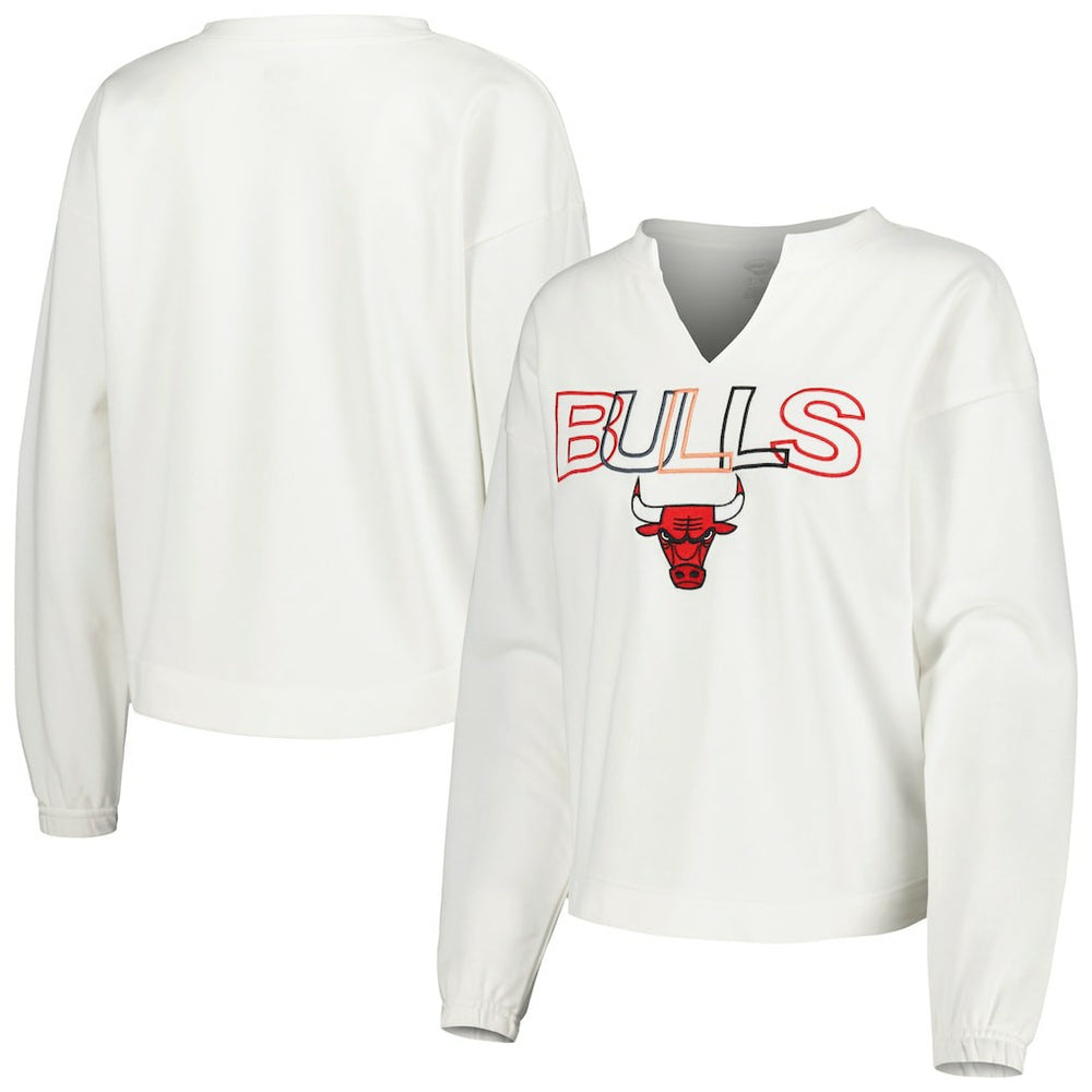 NBA - Chicago Bulls Concepts Sport Women's Sunray Notch Neck Long Sleeve Top - White